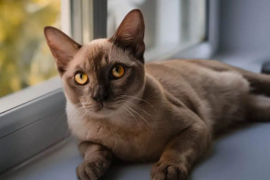 7 of the Smartest Cat Breeds in the World. Meet the Feline Geniuses and See Where Your Cat Comes On the Cat Intelligence Meter 5 A Burmese cat with golden eyes lounging by a window in soft light – affectionate and sharp-witted, it belongs among the Smartest Cat Breeds in the World.